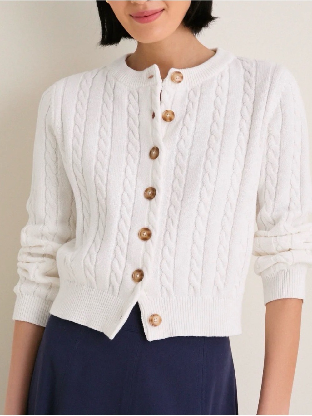 Tuckernuck Classic Cable Knit Button Cardigan - White Size XL